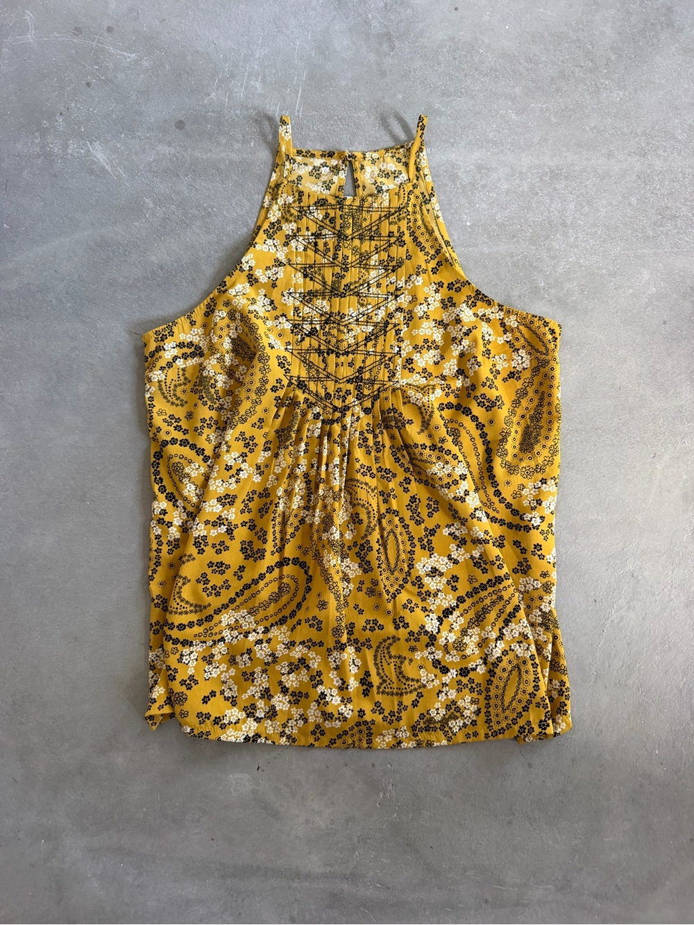 Abercrombie & Fitch Mustard Yellow Paisley Halter Tank